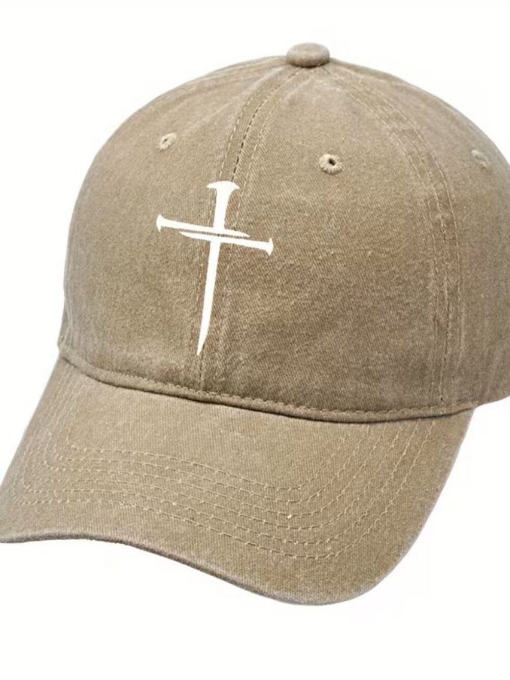Beige Christian Cross Sword Hat Jesus Faith Religious Baseball Cap Dad Hat Gift - Picture 3 of 3